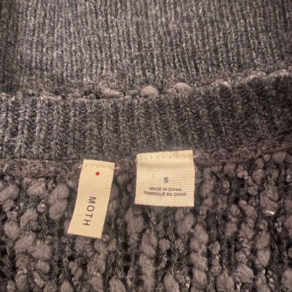 Moth Anthropologie textured knit pullover grey sweater long sleeve size small - Picture 6 of 7